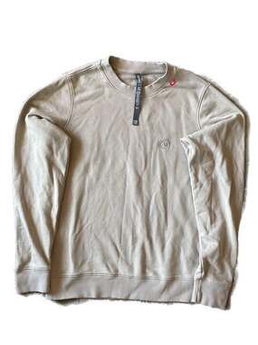 Vuori Ponto Performance Crew Sweatshirt in Tan